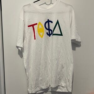 TISA VIZION White Graphic Tee with Multicolor Design